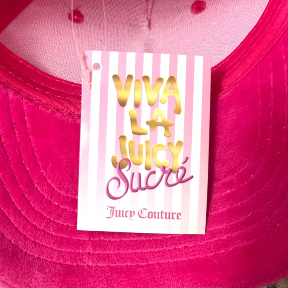 NWT Juicy Couture Women OS Hot Pink NEW Velour Rhinestone Juicy